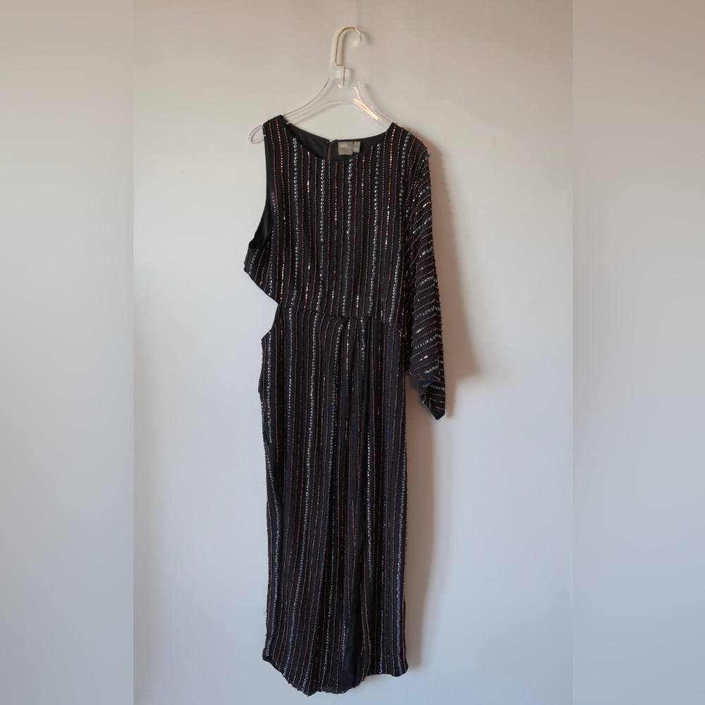 ASOS DESIGN Studded Linear Midaxi Dress with Drape Sleeve